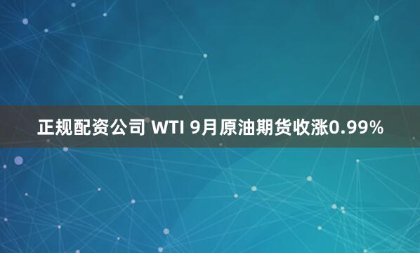 正规配资公司 WTI 9月原油期货收涨0.99%
